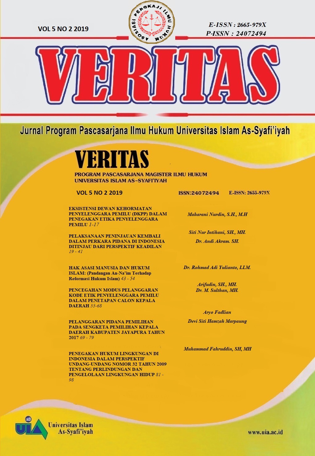 					View Vol. 5 No. 2 (2019): VERITAS
				