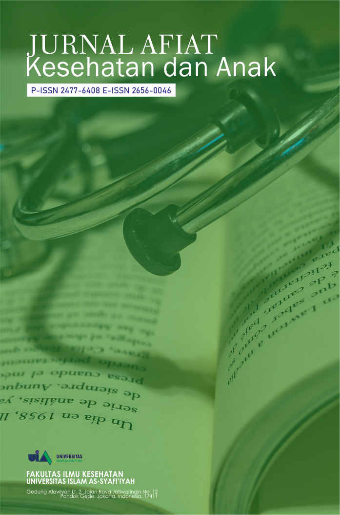 					View Vol. 11 No. 2 (2025): Jurnal Afiat : Kesehatan dan Anak
				